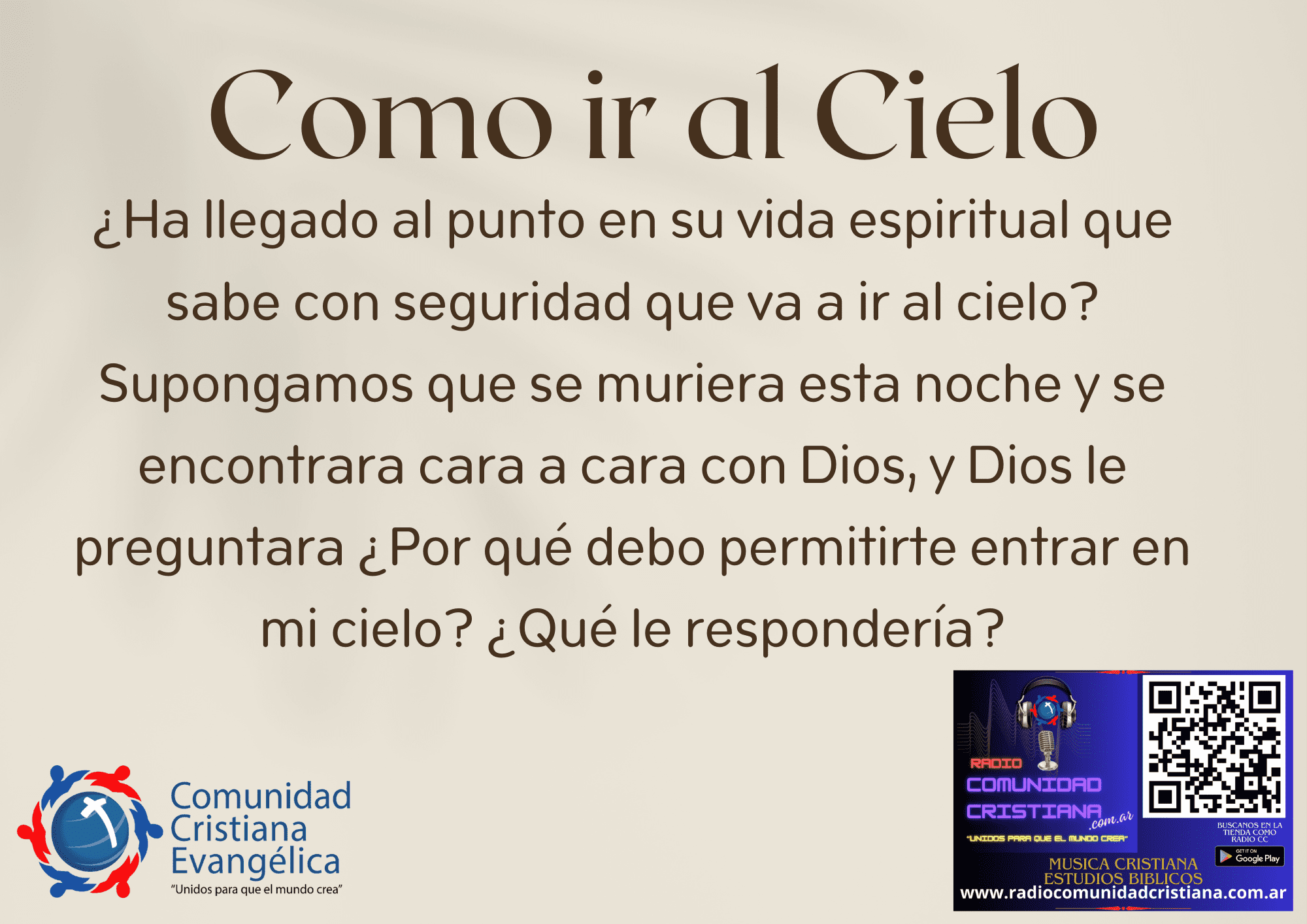 Plan de Salvación. Como ir al cielo – Radio Comunidad Cristiana